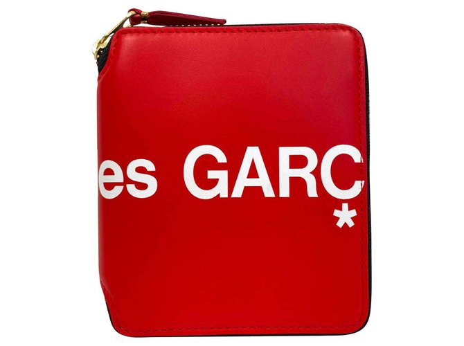 Comme Des Garcons Red zip around wallet Leather  ref.144676