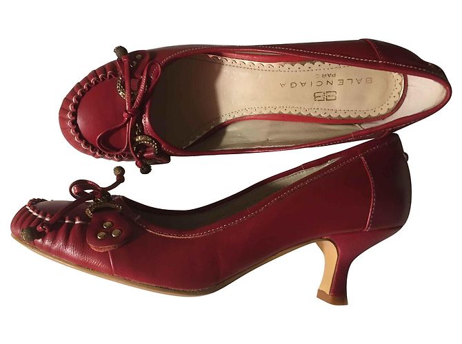 Mocassini Balenciaga Pelle Borgogna 38 Bordò
