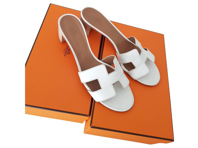 Hermès Hermes Oasis Sandals Cuir Blanc  ref.144719