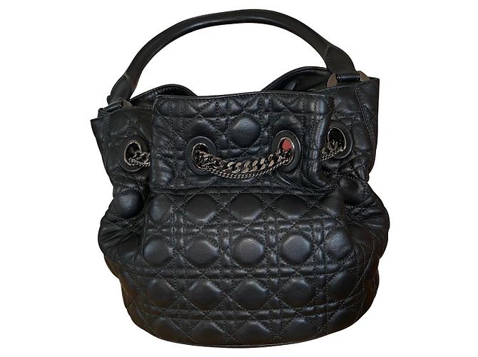 Borsa a secchiello Christian Dior Chri-Chri in pelle nera Nero