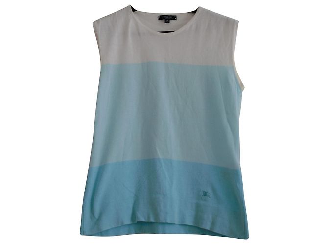 Top de algodão Burberry turquesa