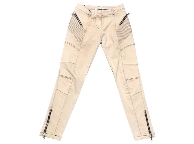 Pierre Balmain Jeans Grey Cream Cotton Elastane  ref.144765