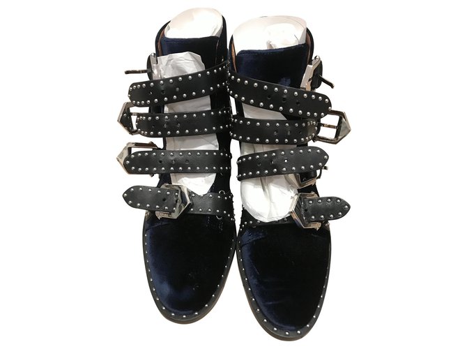 Givenchy Ankle Boots Dark blue Velvet  ref.144768