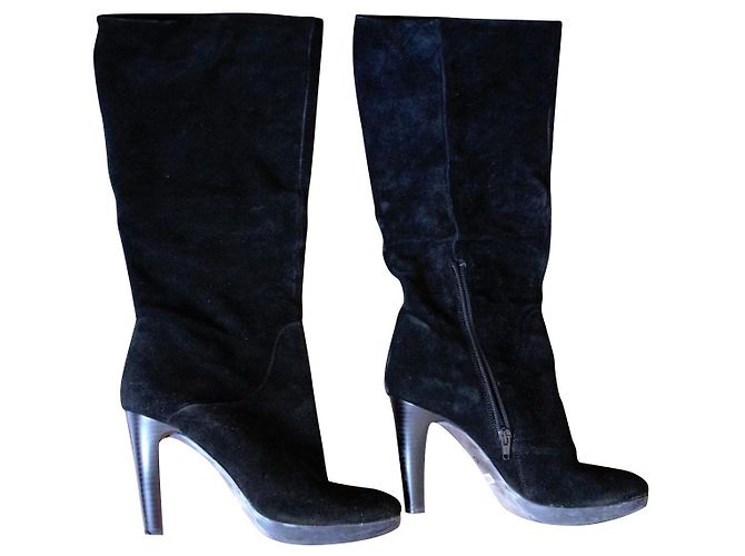Autre Marque Stivali in nubuck nero con tacco 10 cm