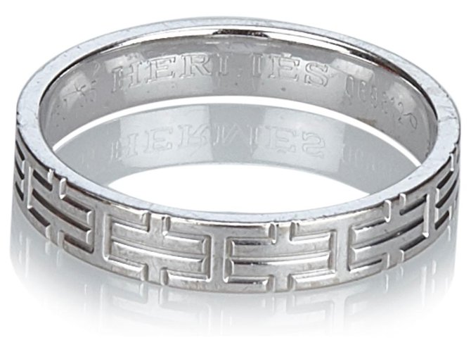 Hermès Hermes Silver White Gold Kilim Ring Silvery Metal  ref.144787