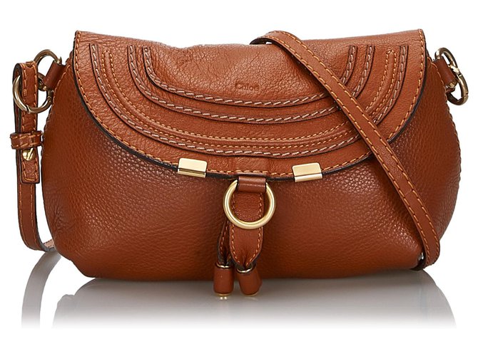 Chloé Chloe Brown Small Leather Marcie Crossbody Bag  ref.144839