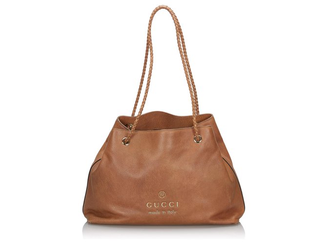 Gucci Brown Leather Gifford Tote Bag Light brown  ref.144847