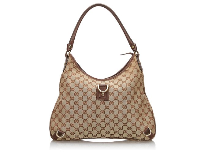 Gucci Brown GG Canvas Abbey Shoulder Bag Beige Leather Cloth Cloth  ref.144848