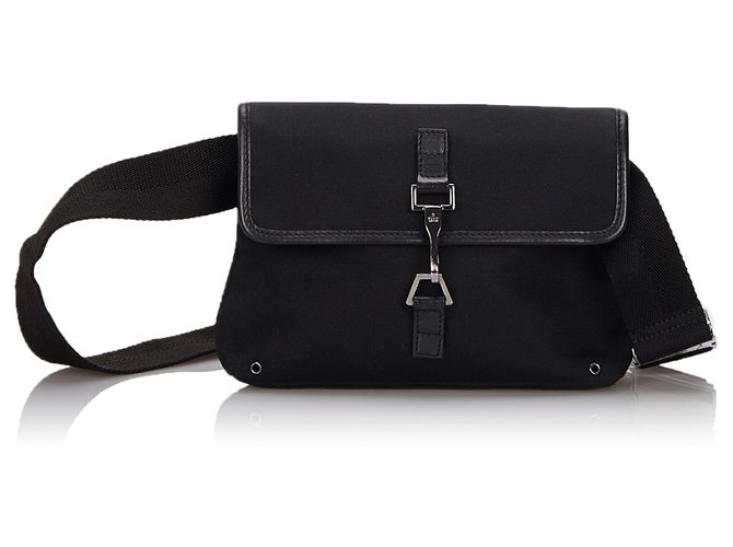 Gucci Black GG Canvas Belt Bag Leather Cloth Cloth  ref.144849