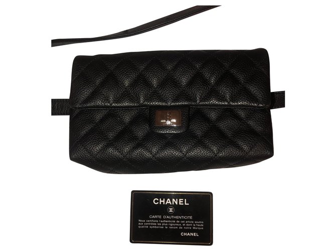 Chanel Uniform clutch Black Leather  ref.144867