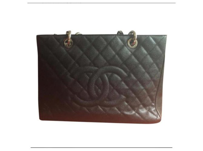 Chanel GST (großartige Einkaufstasche) Schwarz Leder  ref.144879