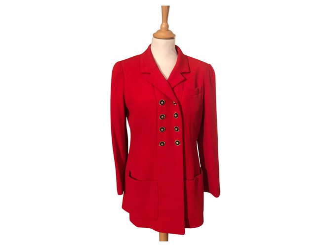 Casaco Chanel vermelho Algodão  ref.144880