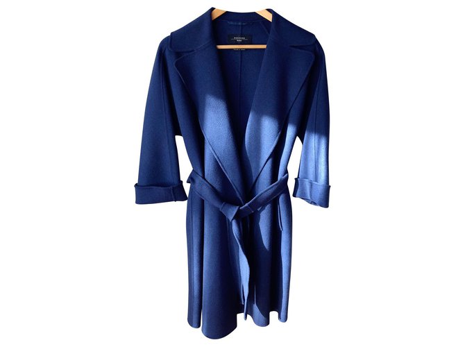 Max Mara Maxmara classic coat Blue Wool  ref.144887