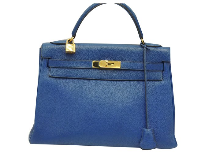 Hermès Hermes Bag Kelly 32 Azul Couro  ref.144915