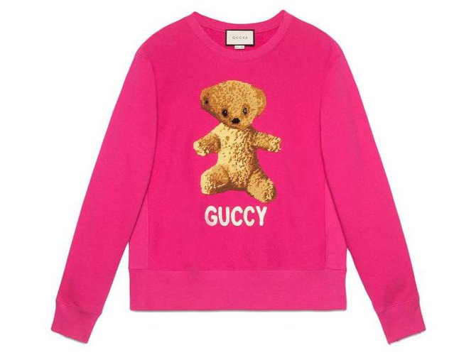 Gucci Teddy Bear Sweatshirt Pink Cotton  ref.144943