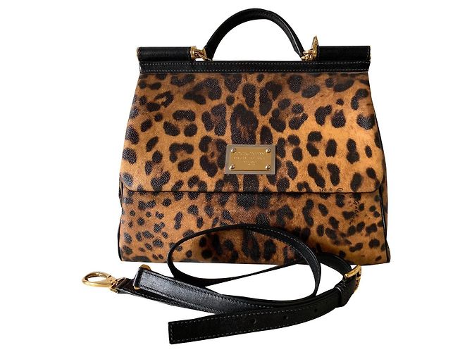 Borsa a mano Dolce & Gabbana Sicily in pelle leopardata Stampa leopardo