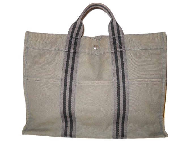 Hermès HERMES vintage bag Toto Grey Cotton ref.144964 - Joli Closet
