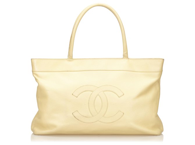 Chanel Brown Caviar Leather Tote Beige  ref.144988