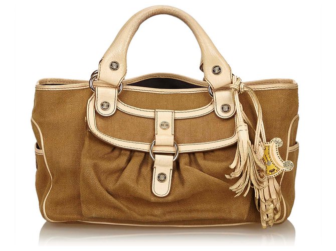 Céline Celine Brown Boogie Bag Beige Leather Cloth  ref.145010
