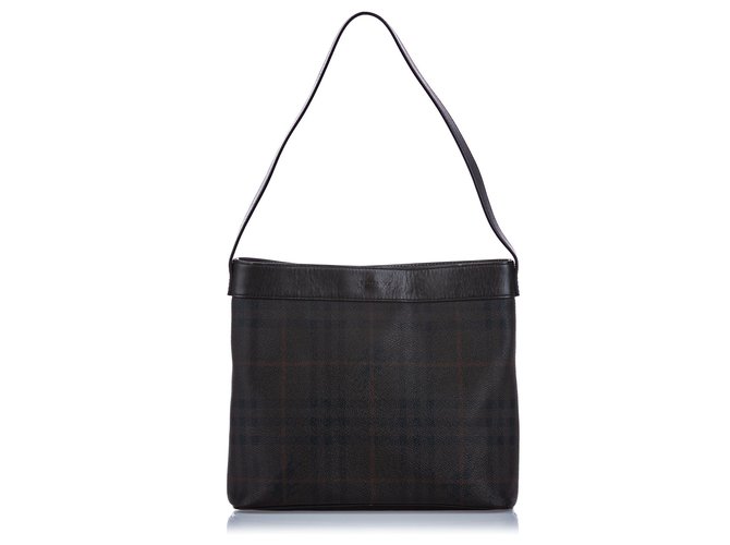 Burberry Brown Haymarket Check Canvas Shoulder Bag Multiple colors Dark brown Leather Cloth Cloth  ref.145023