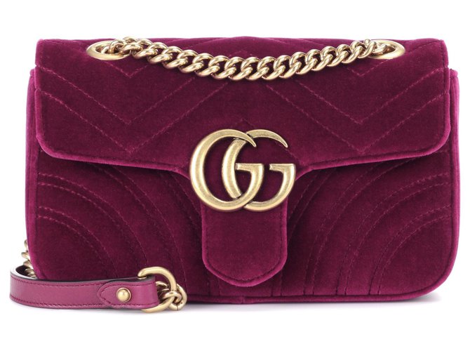 mini borsa gucci marmont in velluto viola nuova Porpora  ref.145077