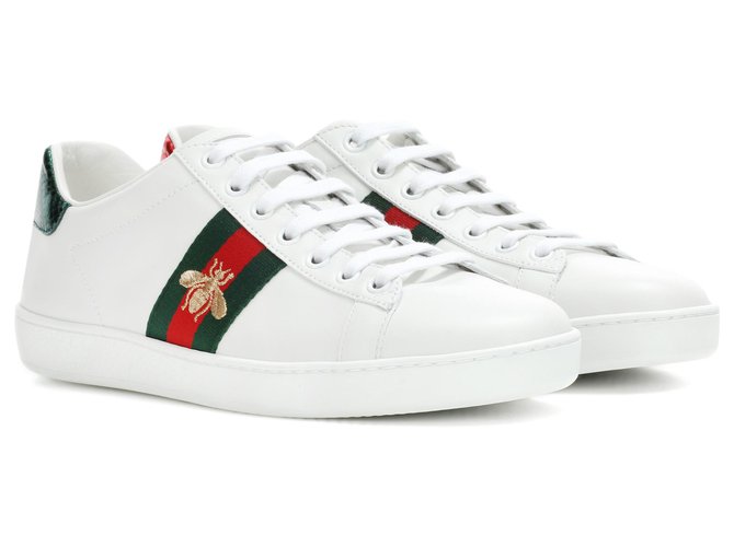Gucci Men's Ace Embroidered Sneaker, White, Leather