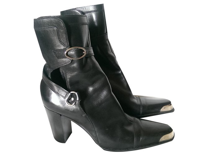 Sergio Rossi Ankle Boots Black Leather  ref.145084