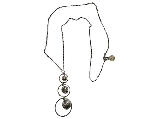 Gas Collana lunga in metallo argentato Argento