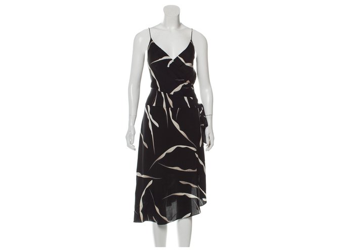 Diane Von Furstenberg Brenndah asymmetric dress Black White Silk Elastane  ref.145116