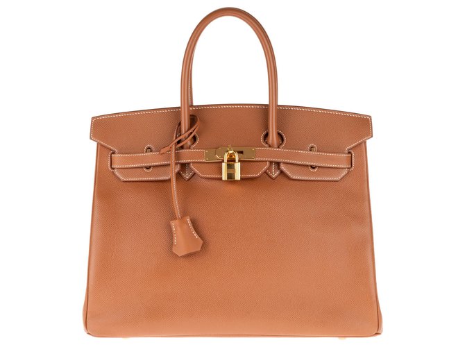 Hermès Beautiful Birkin 35 Gold leather, gold plated hardware in very good condition! Golden  ref.145131