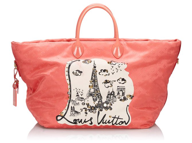 Louis Vuitton Pink Monogram Nouvelle Vague Strandtasche Seide Kunststoff Tuch Harz  ref.145146