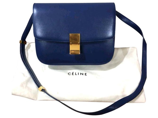 Céline Saco médio azul Celine Couro  ref.145159