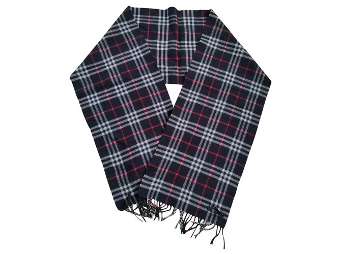 Stunning Burberry wool scarf Black Red  ref.145200