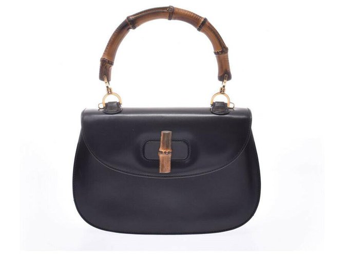 Gucci Bamboo Hand Bag Black Leather  ref.145217