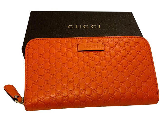 Gucci Geldbörsen Orange Leder  ref.145238