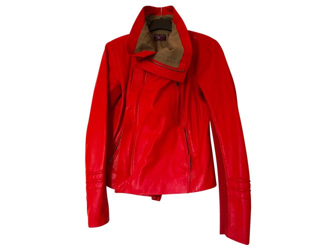 One step Biker jackets Red Lambskin  ref.145257