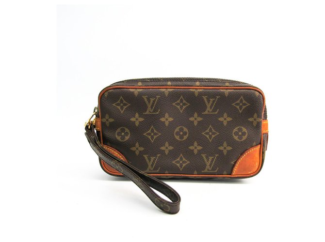 Louis Vuitton Brown Monogram Marly Dragonne Mulheres Pm Marrom Couro Lona  ref.145285