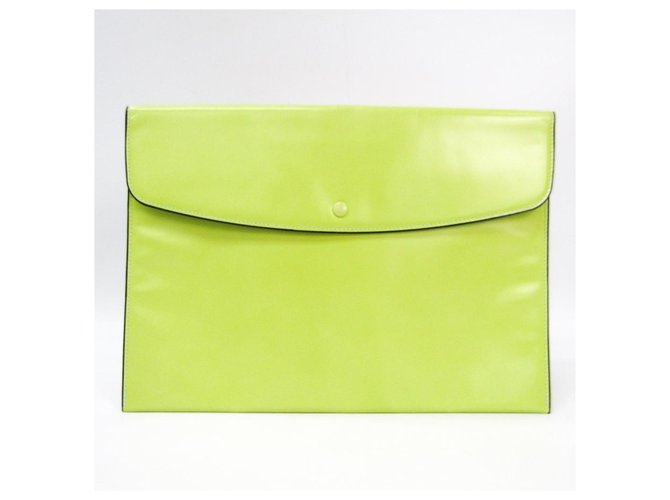 Valextra Green Leather Clutch Bag Light green  ref.145290