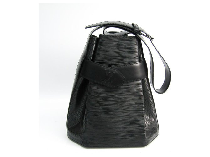 Louis Vuitton Black Epi Sac dEpaule Preto Couro  ref.145292