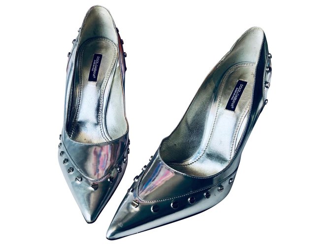 Dolce & Gabbana Dolce & gabanna shoes Silvery Grey Leather  ref.145337