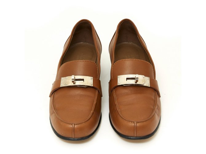 Hermès KELLY LOAFERS FR37.5 Camelo Caramelo Couro  ref.145365