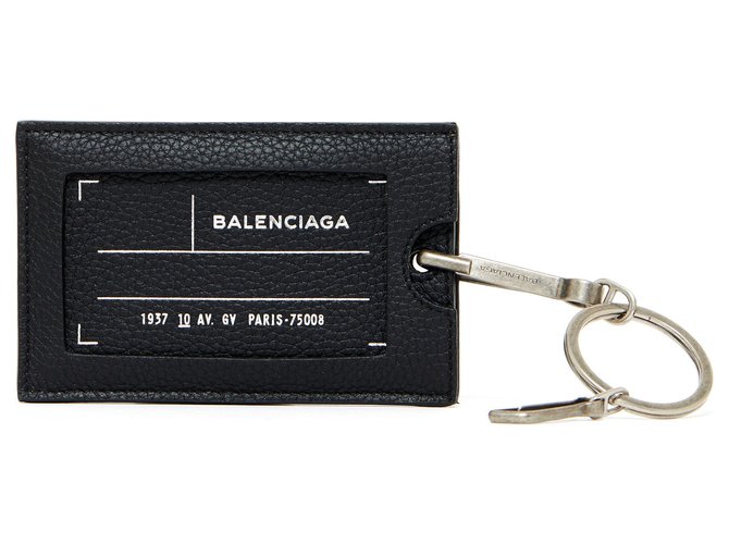 Balenciaga LUGGAGE TAG KEY/CARD HOLDER NEW Cuir Noir  ref.145379