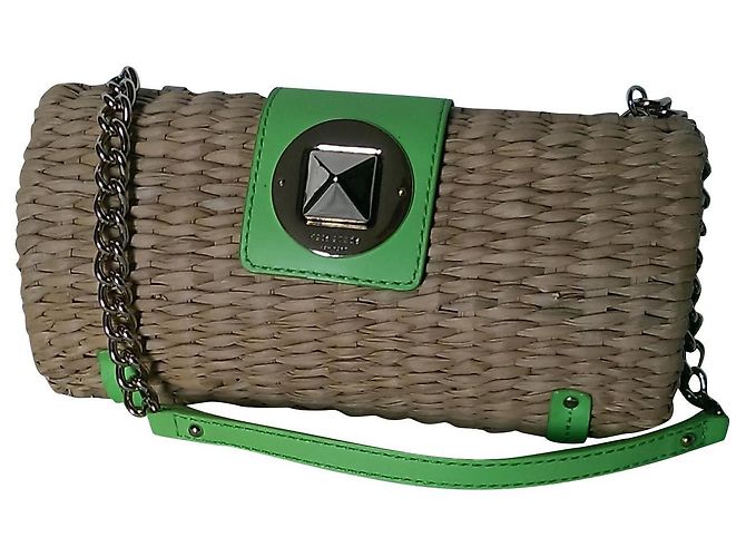 Borsa Kate Spade in pelle verde e vimini