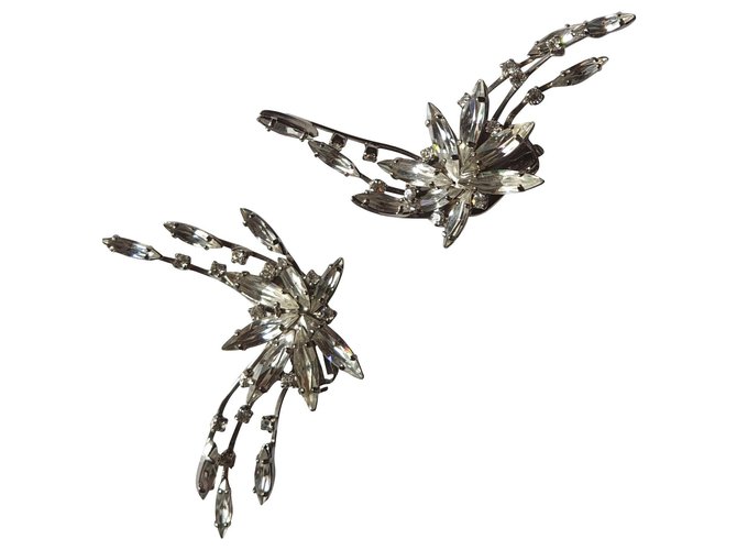 Autre Marque Butler and Wilson Diamante Wing Clip On Earrings Silvery Glass  ref.145384