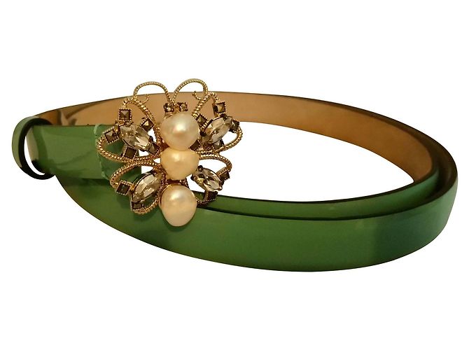 Valentino Lackledergürtel Schmetterling Bow Hellgrün