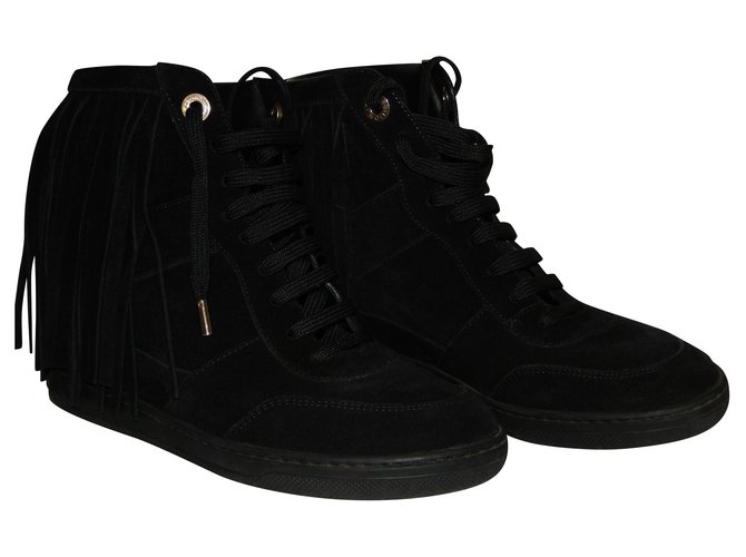 Louis Vuitton Millenium Wedge Fringe sneakers Black Suede  ref.145387