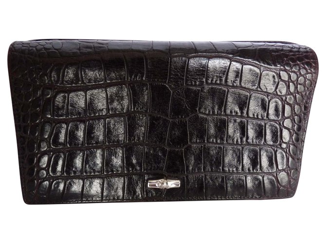 Longchamp carteras Marrón oscuro Cuero  ref.145392