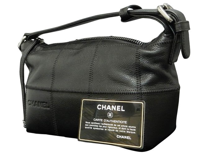 Mala de Ombro Vintage Chanel Preto Couro  ref.145415