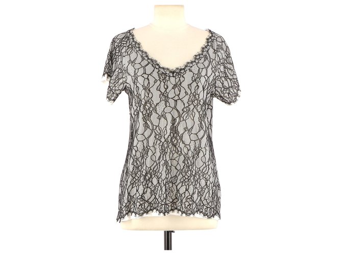 Diane Von Furstenberg Wrap blouse Black Lace  ref.145461
