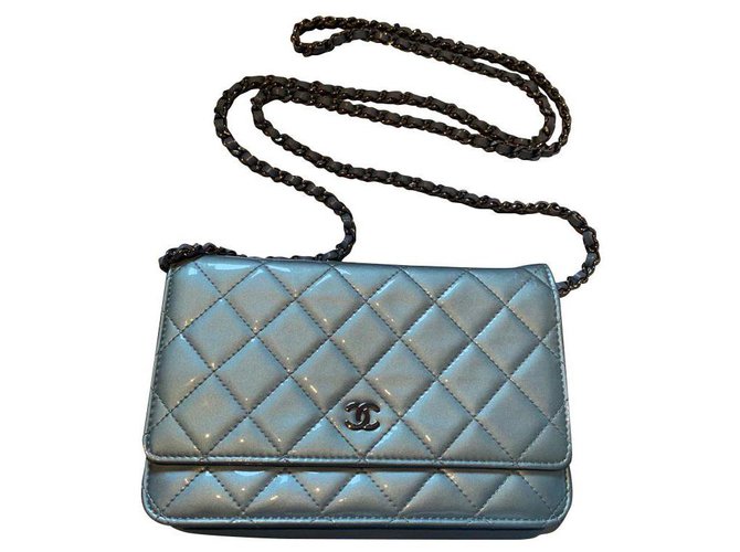 Chanel Woc Light blue Patent leather  ref.145539